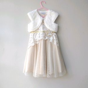 Girl's Cream and Gold Elegant Dress